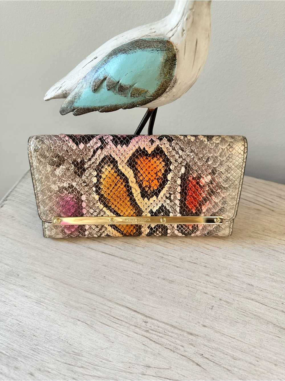 henri bendel NWOT Multicolor Snakeskin Pattern Continental Wallet